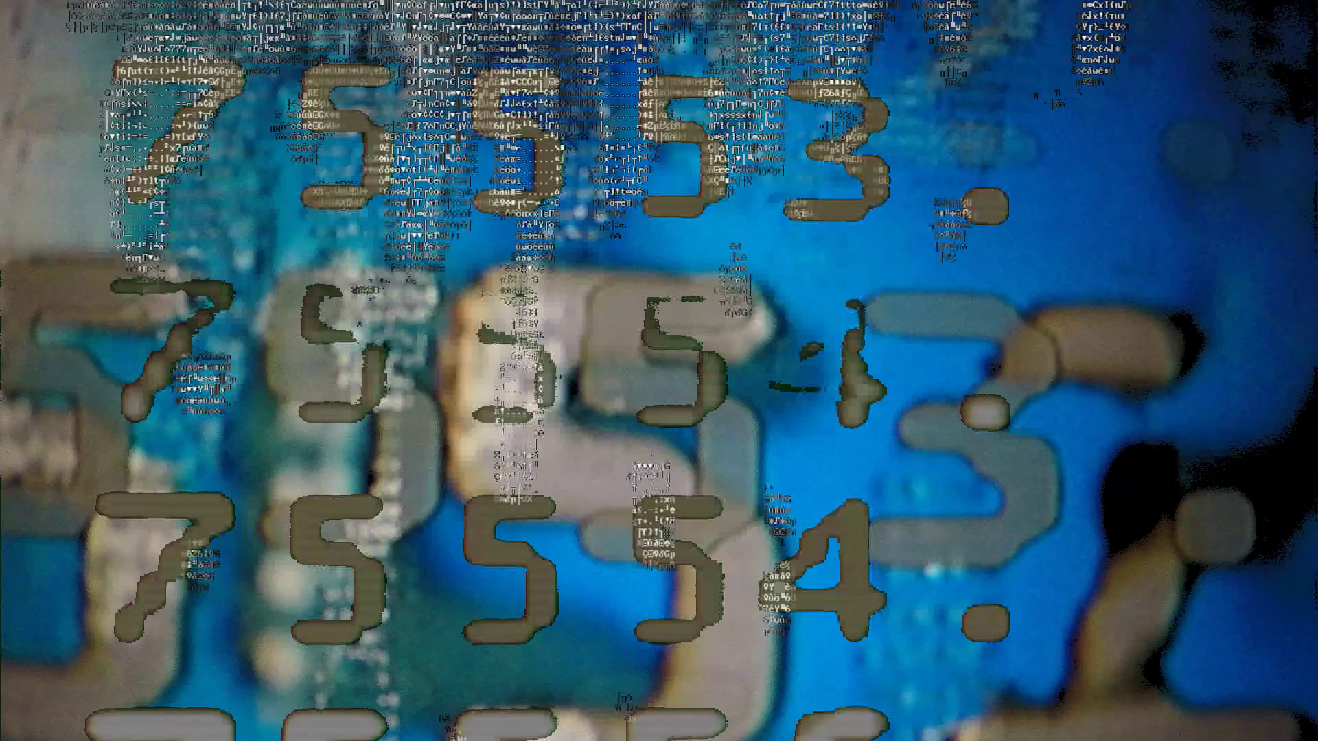 Same performer, projection shifted to orange and pink halftone textures washing over body and wall — !ZeuqsaV! live visuals